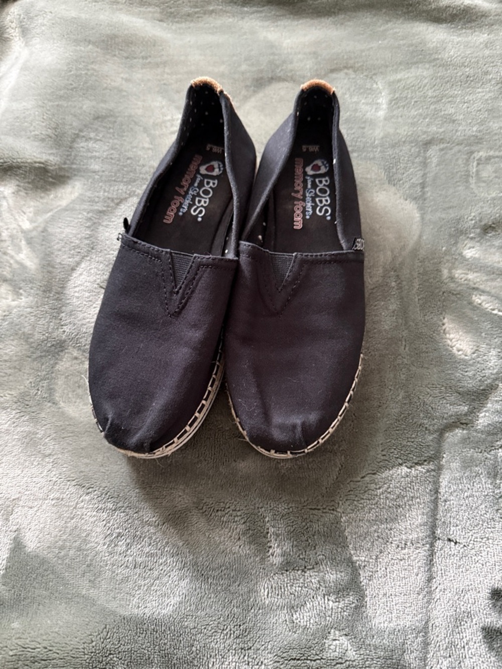 BOBS from Skechers Black Canvas Slip-On Loafers - Picture 1 of 11